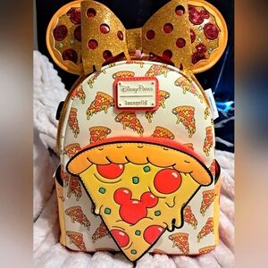 NWT Loungefly Disney Mickey Mouse Pepperoni Mini Backpack & Ears Set